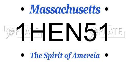 1HEN51 Massachusetts License Plate