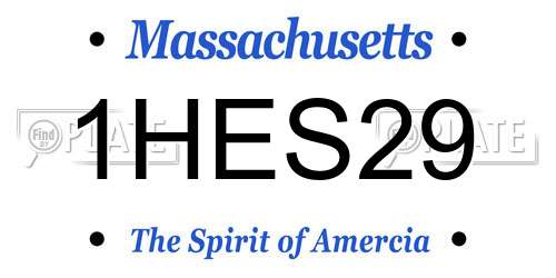 1HES29 Massachusetts License Plate