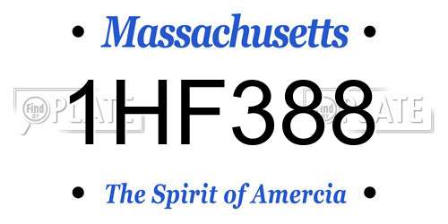 1HF388 Massachusetts License Plate