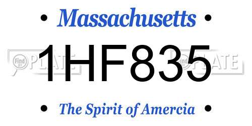 1HF835 Massachusetts License Plate