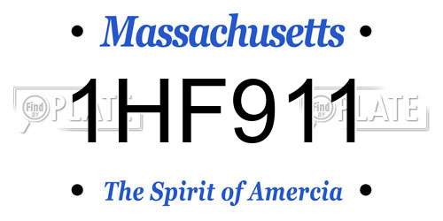 1HF911 Massachusetts License Plate