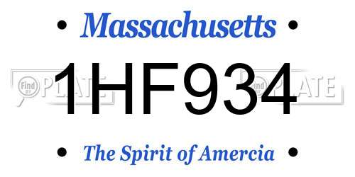 1HF934 Massachusetts License Plate