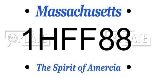 1HFF88 Massachusetts License Plate