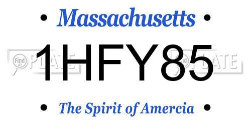 1HFY85 Massachusetts License Plate