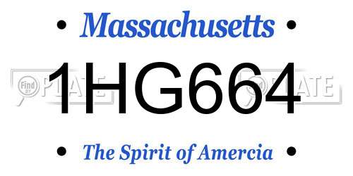 1HG664 Massachusetts License Plate