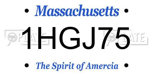 1HGJ75 Massachusetts License Plate