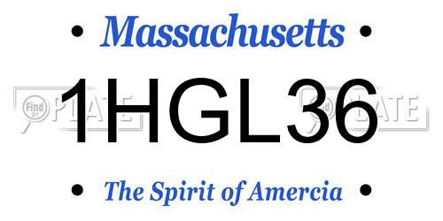 1HGL36 Massachusetts License Plate