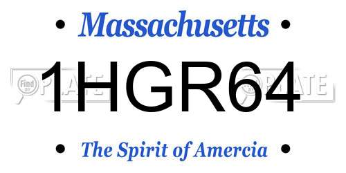 1HGR64 Massachusetts License Plate