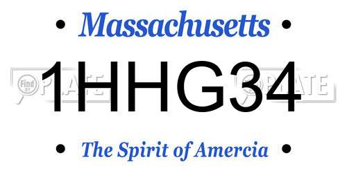 1HHG34 Massachusetts License Plate