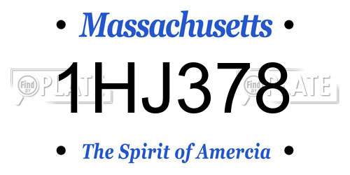 1HJ378 Massachusetts License Plate