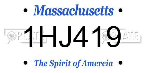 1HJ419 Massachusetts License Plate