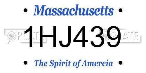1HJ439 Massachusetts License Plate