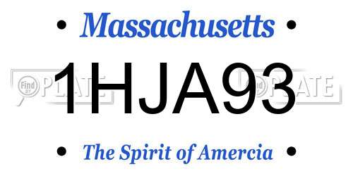 1HJA93 Massachusetts License Plate