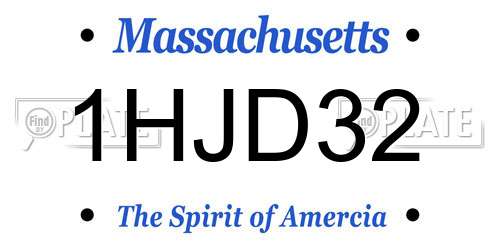 1HJD32 Massachusetts License Plate