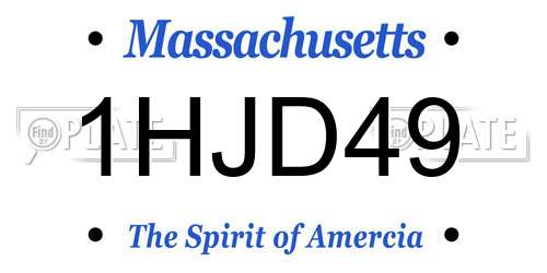 1HJD49 Massachusetts License Plate