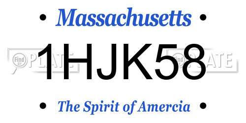 1HJK58 Massachusetts License Plate