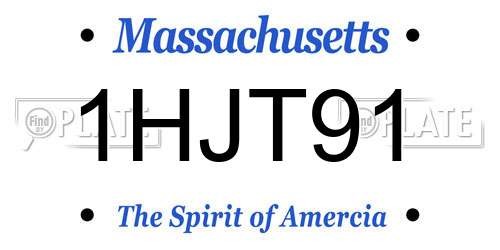 1HJT91 Massachusetts License Plate