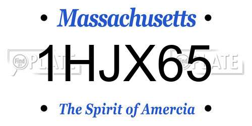 1HJX65 Massachusetts License Plate