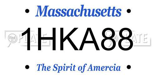 1HKA88 Massachusetts License Plate