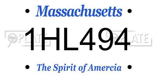 1HL494 Massachusetts License Plate