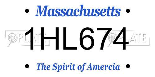 1HL674 Massachusetts License Plate