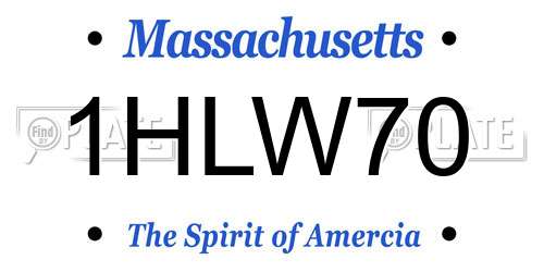 1HLW70 Massachusetts License Plate