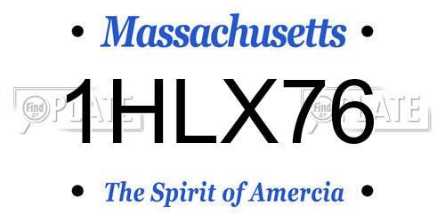 1HLX76 Massachusetts License Plate