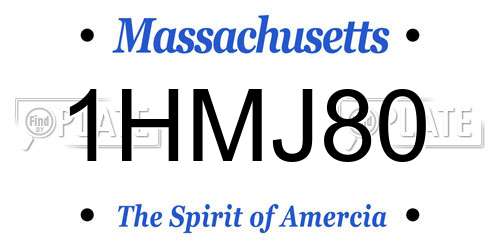 1HMJ80 Massachusetts License Plate