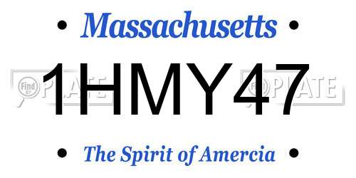 1HMY47 Massachusetts License Plate