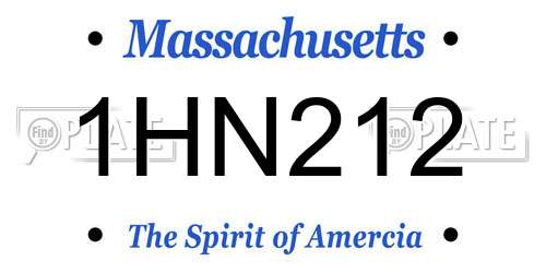 1HN212 Massachusetts License Plate
