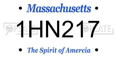 1HN217 Massachusetts License Plate