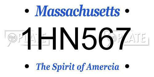 1HN567 Massachusetts License Plate