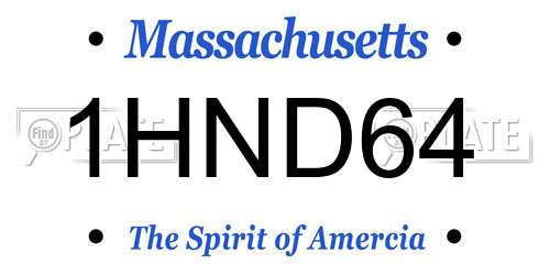 1HND64 Massachusetts License Plate
