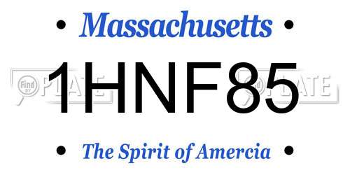 1HNF85 Massachusetts License Plate