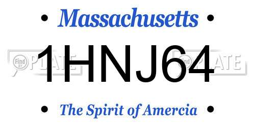 1HNJ64 Massachusetts License Plate