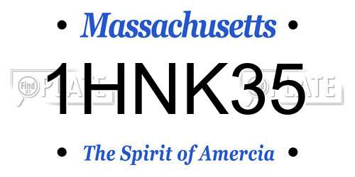 1HNK35 Massachusetts License Plate