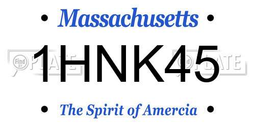 1HNK45 Massachusetts License Plate