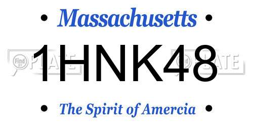 1HNK48 Massachusetts License Plate