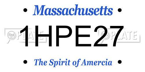 1HPE27 Massachusetts License Plate