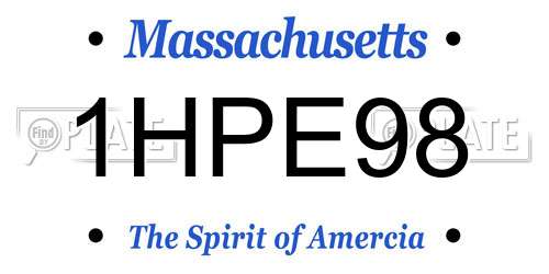 1HPE98 Massachusetts License Plate
