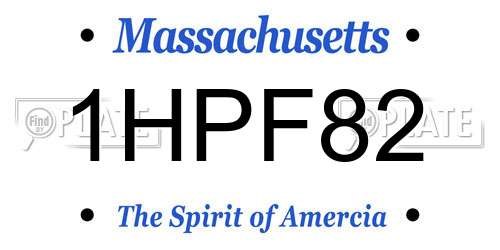 1HPF82 Massachusetts License Plate