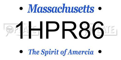 1HPR86 Massachusetts License Plate
