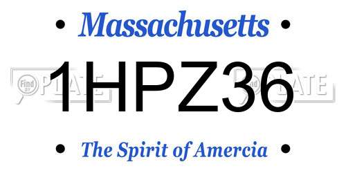 1HPZ36 Massachusetts License Plate