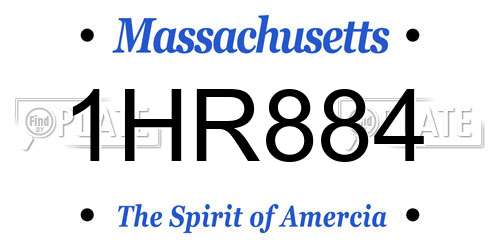1HR884 Massachusetts License Plate