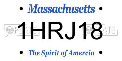 1HRJ18 Massachusetts License Plate