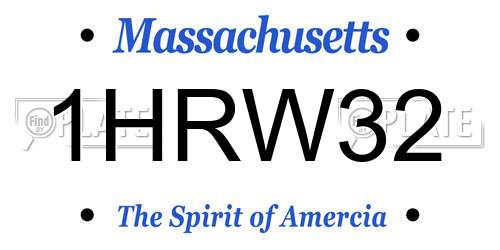 1HRW32 Massachusetts License Plate