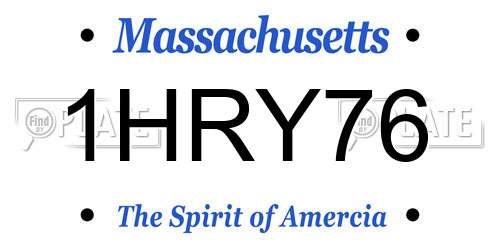 1HRY76 Massachusetts License Plate
