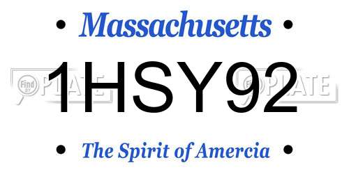 1HSY92 Massachusetts License Plate