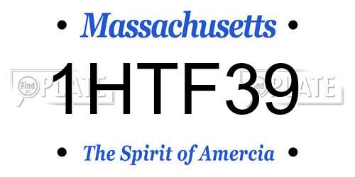 1HTF39 Massachusetts License Plate