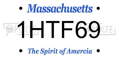 1HTF69 Massachusetts License Plate